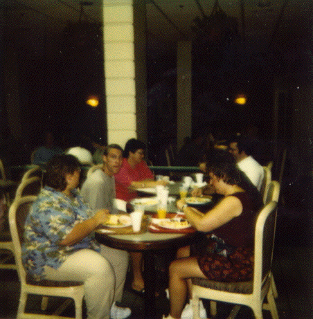 Group photo eating breakfast